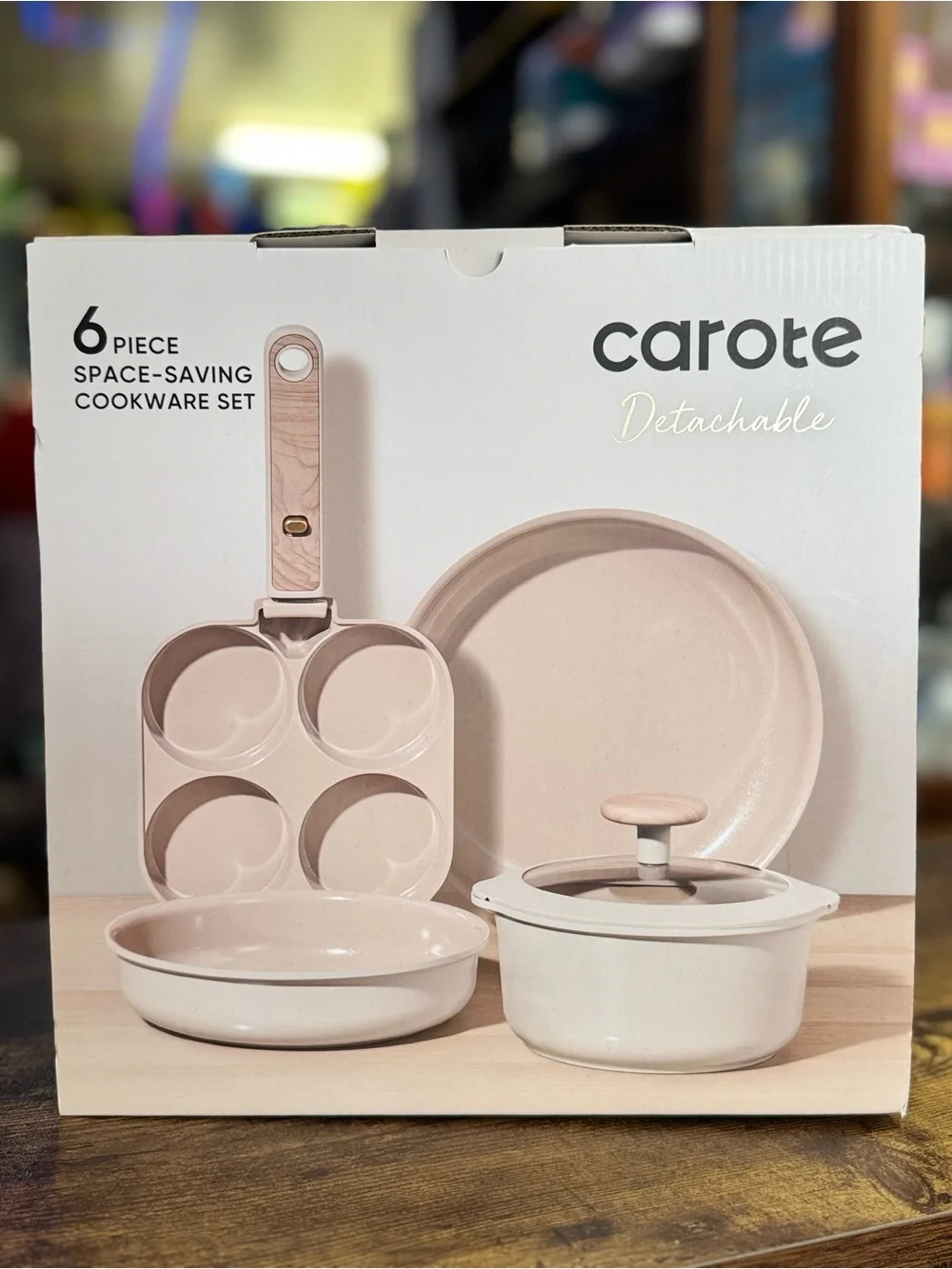 Detachable Premium Ceramic 6-Piece Space-Saving Cookware Set - Cream